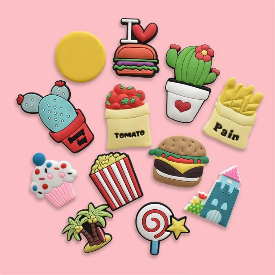 Koelkast magneten koelkast karton magneten pvc colorf cartoon hamburger tomaten magneet sticker plastic refligeator 3d schattige vroege educatie c dh4mw