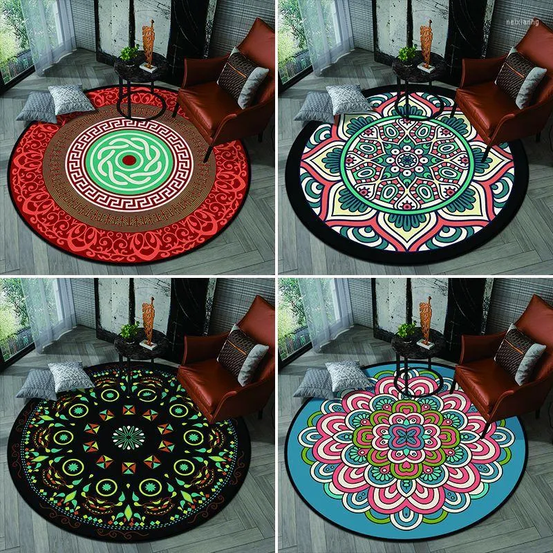 Tapijten Marokko Stijl Ronde Voor Woonkamer Slaapkamer Antislip Vloermat Jacquard Patroon Home Decor Karpetten Kind tapijt