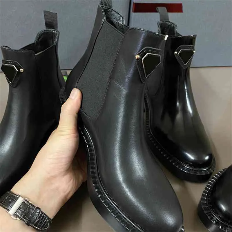 格安通販サイト ブーツシックなフランスの短いヨーロッパの牛革太いかかとブリティッシュチェルシーの女性用ブーツ秋と冬を 人気商品 セール Skincompanybrasil Com Br