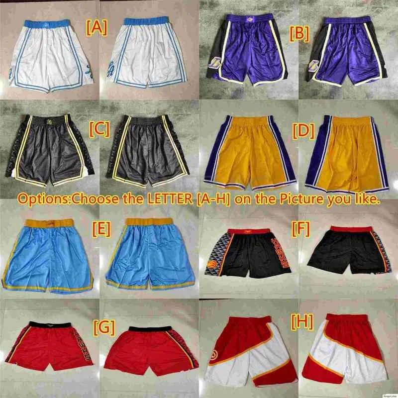 2021 Team Basketball Short Mesh City Version Summer Sport Shorts Hip Pop Pantalon avec canard mandarin noir Mens cousu Fitness respirant