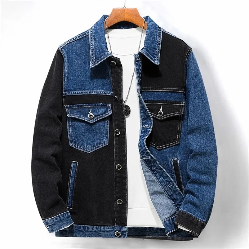 Chaquetas de los hombres Chaqueta de mezclilla de los hombres otoño Moda solapa de un solo pecho chaqueta de mezclilla juvenil Chaqueta de mezclilla de los hombres multibolsillos ocasionales 220912