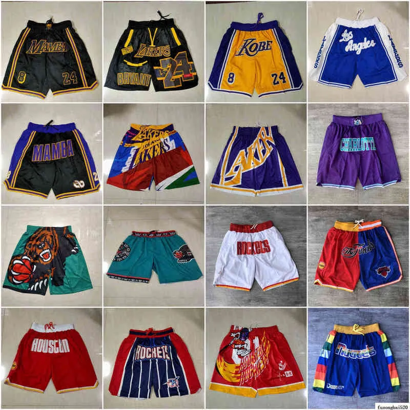 2021 Team Basketball Short Herren Just Don Co-Branded Sport Shorts Hip Pop Hose mit Tasche Reißverschluss Jogginghose Lila Weiß Bck Rot Blau Herren