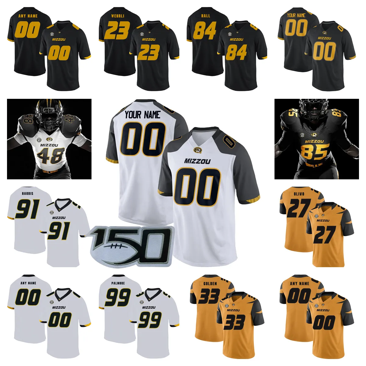 Пользовательский колледж NCAA Missouri Tigers Football Jersey 12 Johnathon Johnson 81 Albert Okwuegbunam 78 Kobie Whiteside 39 Крис Тернер Эд