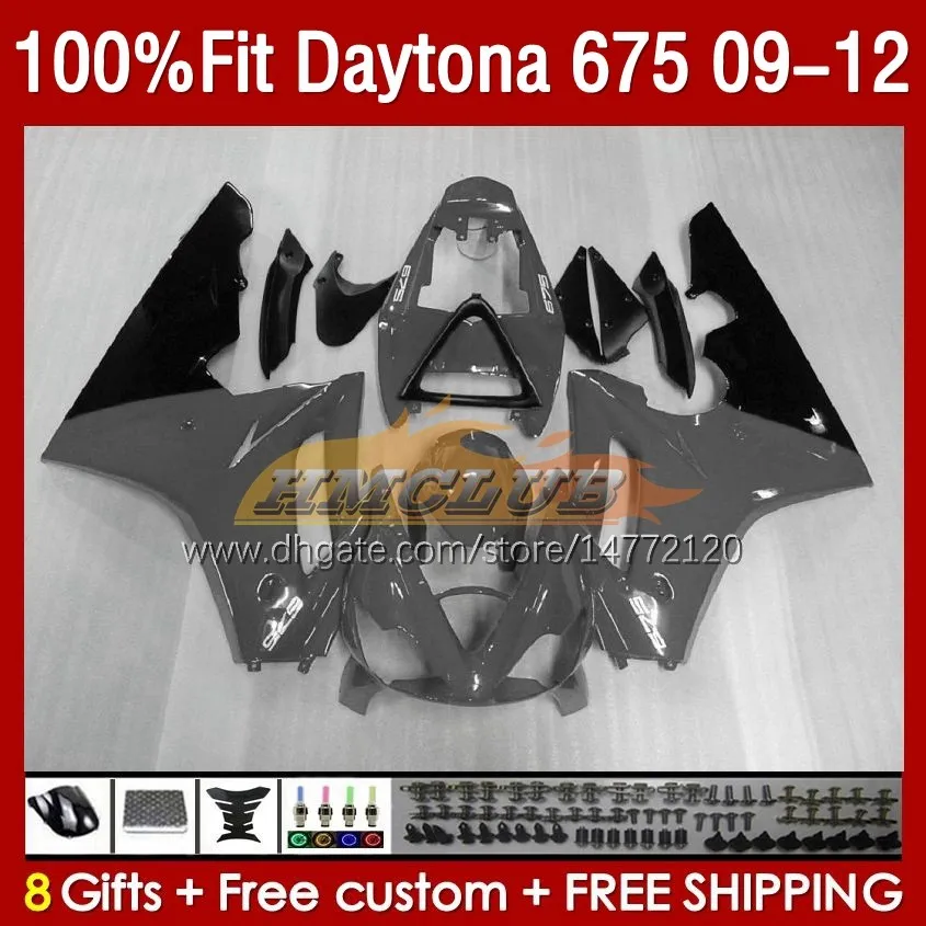 OEM Full Fairings For Daytona 675 675R 2009 2010 2011 2012 Body 150No.95 Daytona675 2009-2012 Bodywork Daytona 675 R 09 10 11 12 Injection mold Fairing grey black blk