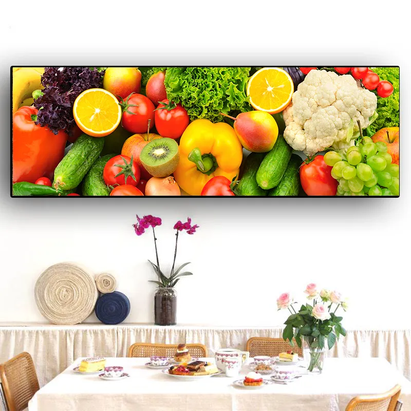 果物と野菜のキッチンクアドロスキャンバス絵画スカンジナビアのポスターとプリントモダンウォールアートフードピクチャーリビングルーム