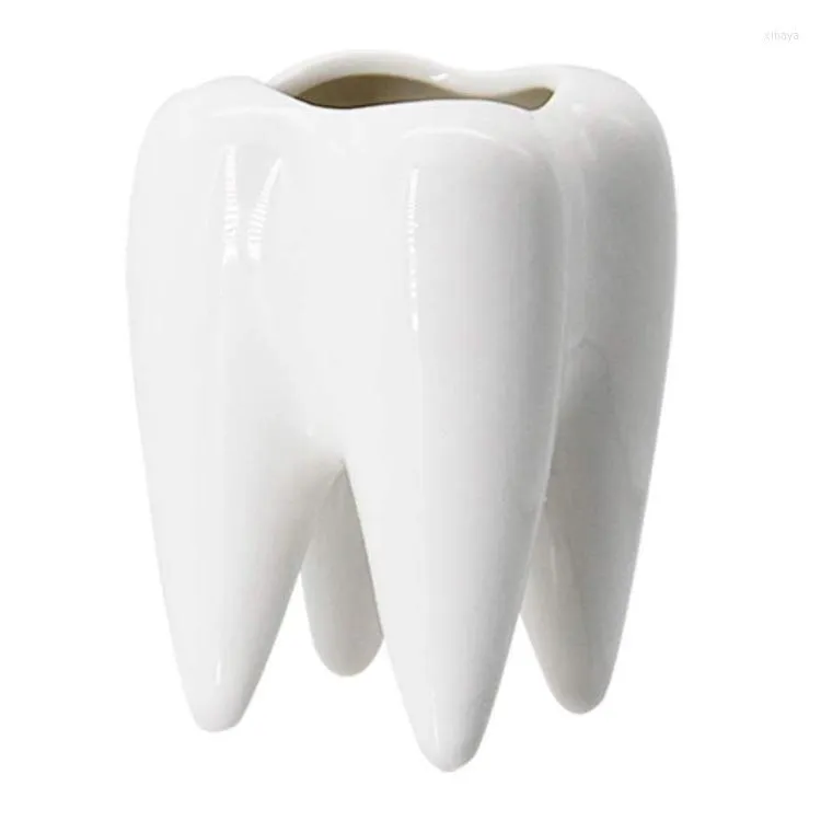 Figurine decorative personalizzate portapenne in ceramica creativa moda dente dolomite ufficio