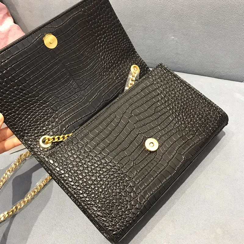 woc fringed chain bag classic crocodile-print leather clutch flap envelope messenger bag women`s brand luxury designer handbag