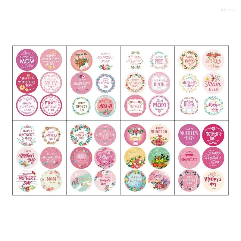 Gift Wrap Mother's Day Sticker Round Self Adhesive Floral Envelopes Sweet Decal For Mothers Gifts Seal Label Tag Sheets N1HF