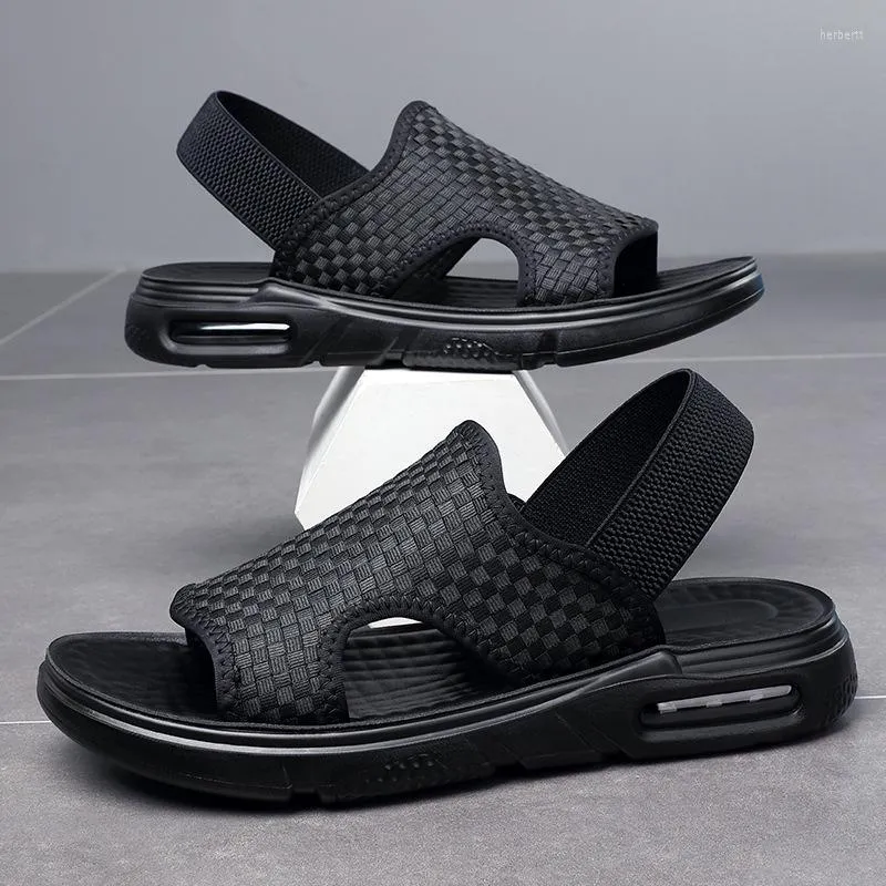Sandálias que aumentam a almofada de ar homens de verão Casual Beach Sapates Plataforma Peep Toe Mens