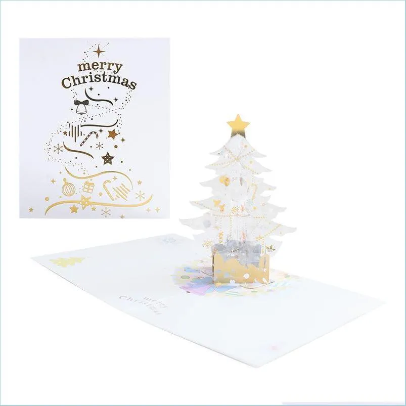 Cartes de voeux Cartes de voeux "Cadeau d'anniversaire Carte stéréo 3D Ornement de Noël Cristal Originalité Cadeaux Saint Valentin" Drop Delive Dh9Pj