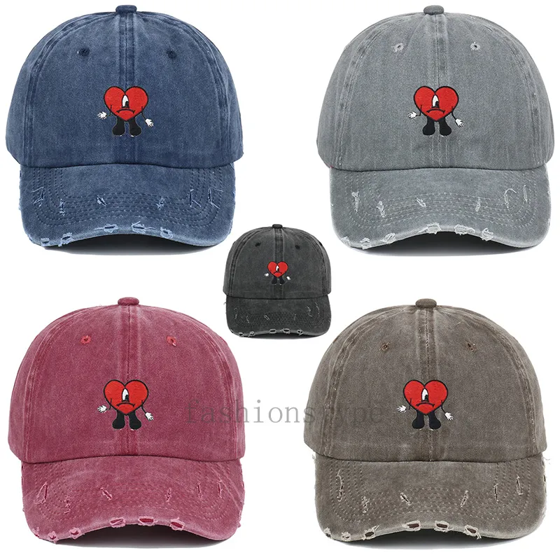 2022 feestmutsen Bad Bunny Borduurde Soft Top Baseball Cap