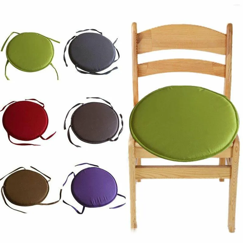 Pillow 38cm Solid Color Round Circular Garden Chair Pads Removable Tie-on Seat For Outdoor Bistro Stool Patio Home Dining