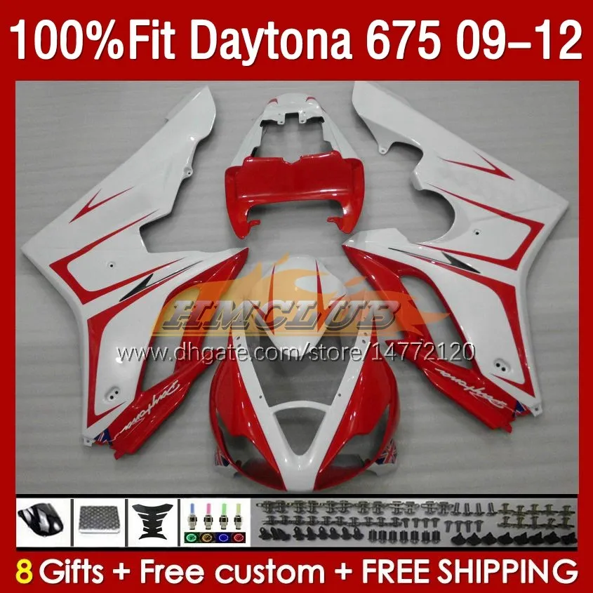 OEM Fairings-kit voor Daytona 675 675R 09 10 11 12 Body 150No.49 Daytona675 2009 2010 2012 Bodyworks Daytona 675 R 2009-2012 Spuitmal Kuip White Red Blk