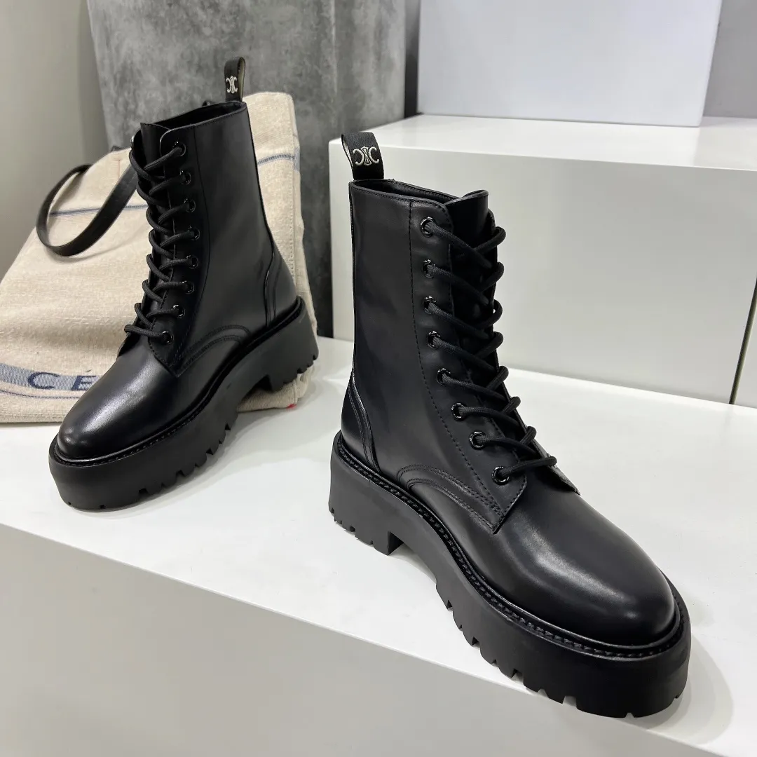 Woman Short Martin platform thin Boots Luxury Designer breathable and light shoe Leather Top fashion Genuine new autumn and winter Non-Slip Mid boot with box size 35-40