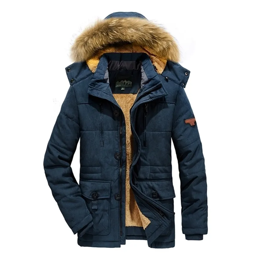 Men's Down Parkas Men's Casual Jacket Male Fashion Winter Parkas Fur Trench Thick Overcoat Windproof Heated Jackets Cotton Warm Coats Men 220909