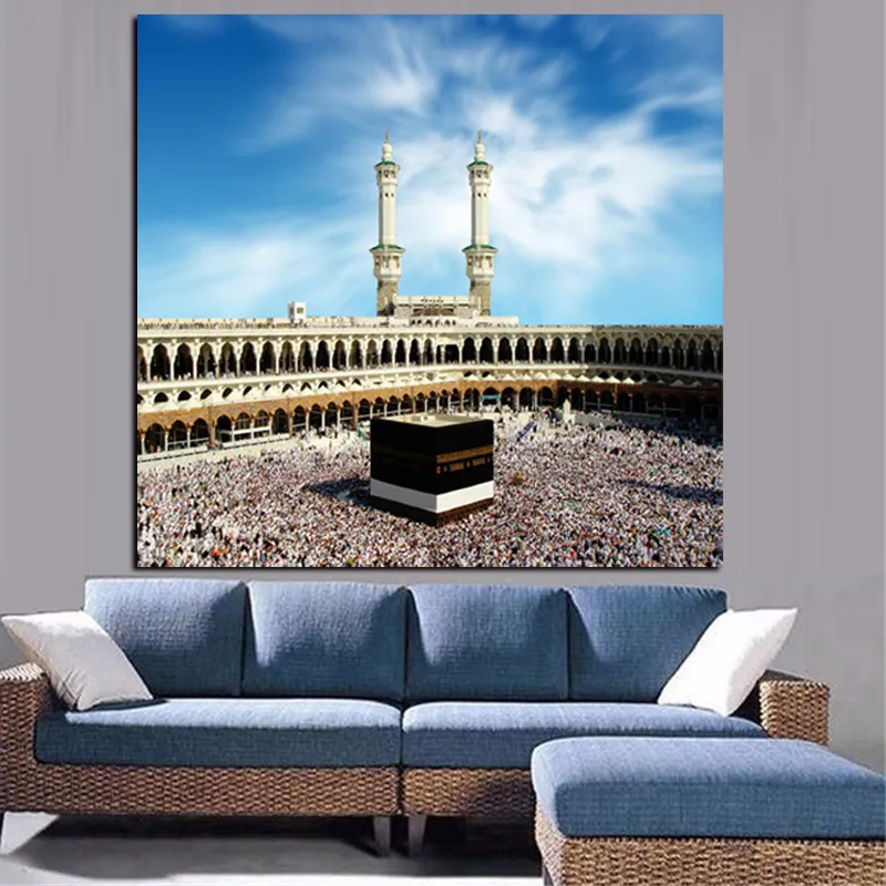 Print Al Haram In Mecca Islamic Sacred Shrines Muslim Mosque Landscape Painting On Canvas