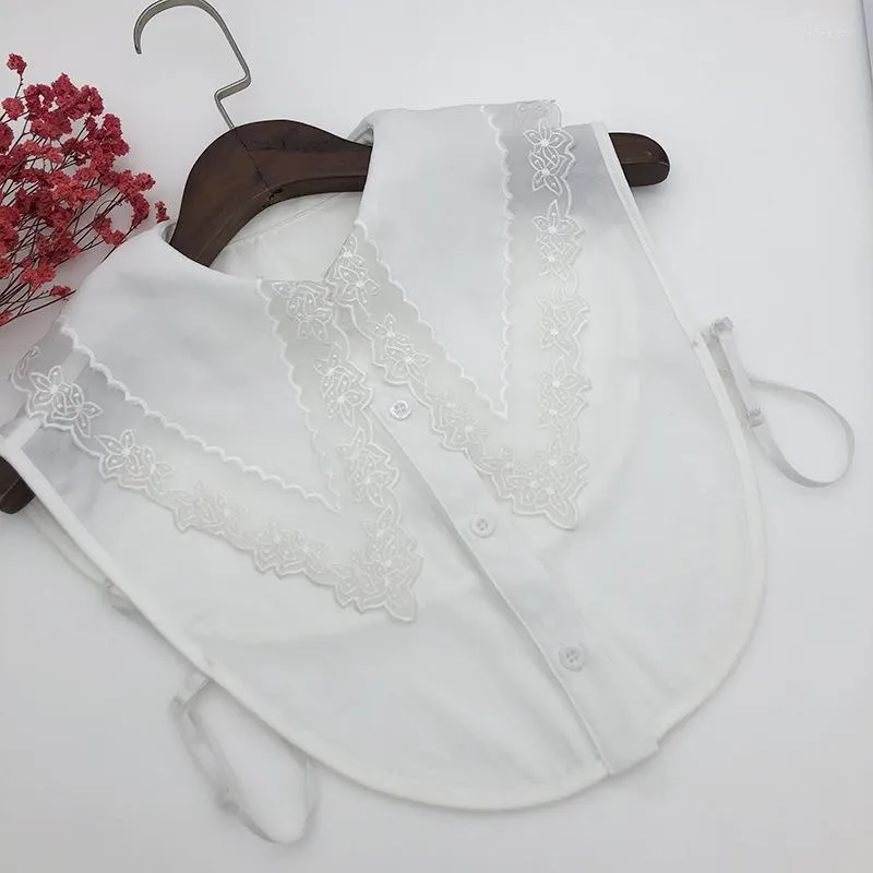 Bow Ties Female Shirt Fake Collars For Women Blouse Sweater Lace Embroidery False Collar Half-Shirt Tops Detachable