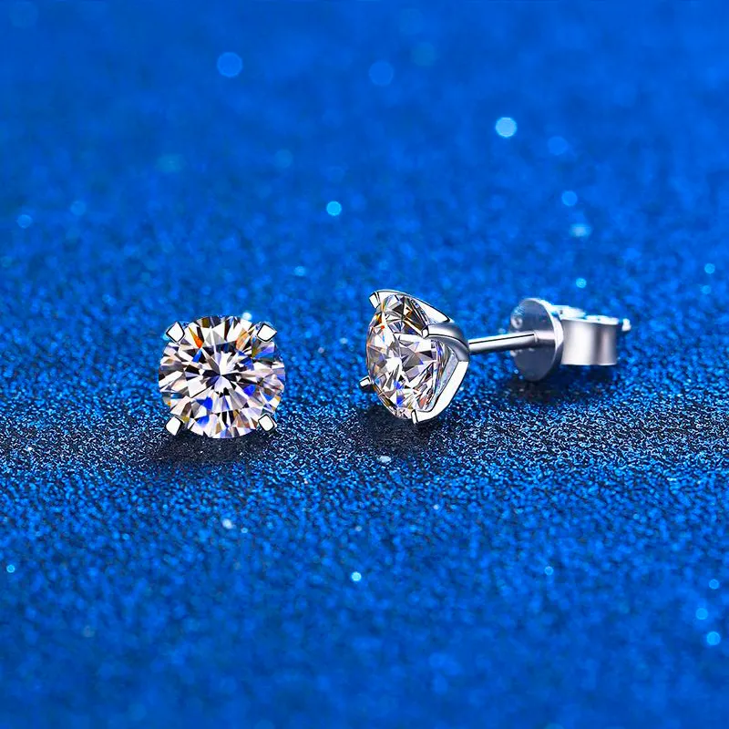 Stud Real 0.4 4 Carat Moissanite Stud Earrings for Women Men Solid 925 Sterling Silver Round Diamond Earrings Fine Jewelry