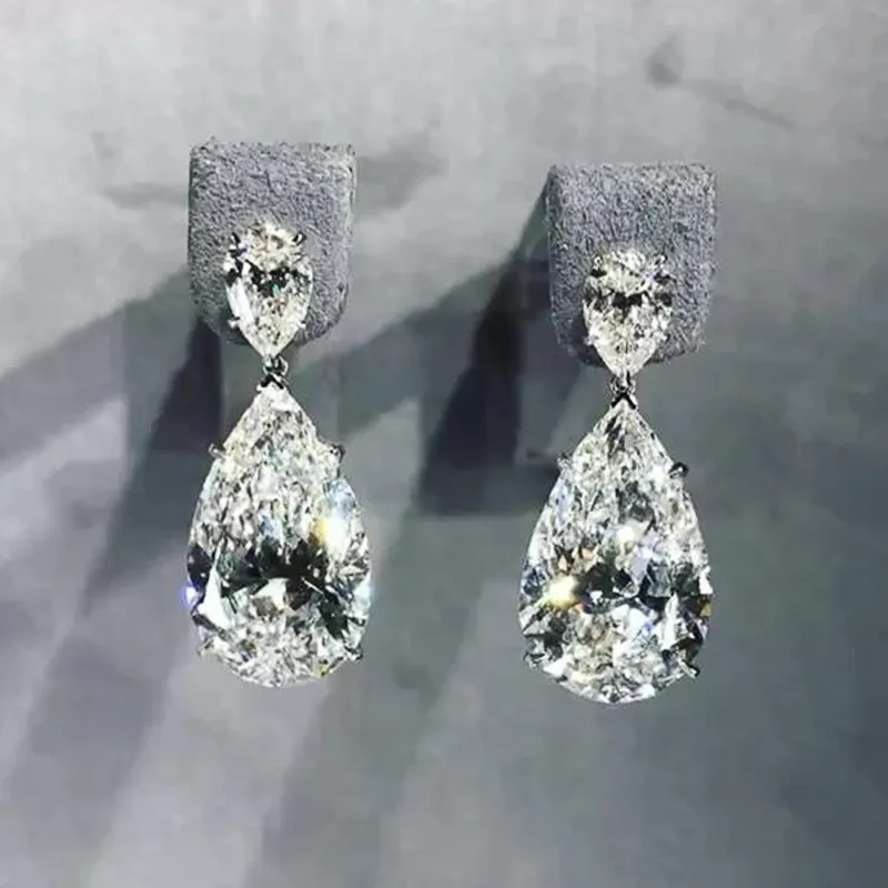 Boucles d'oreilles pendantes élégantes pour femmes boucles d'oreilles de mariage de mariée de luxe en cristal de zircone cubique