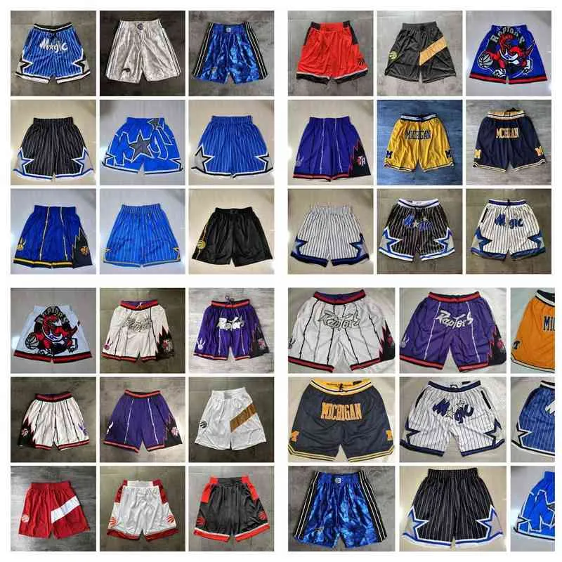 Basketbal shorts gewoon Don co-branded Retro Wear Sport Pant met pocket ritsdragers heup pop wit paars rood geel blauw bck