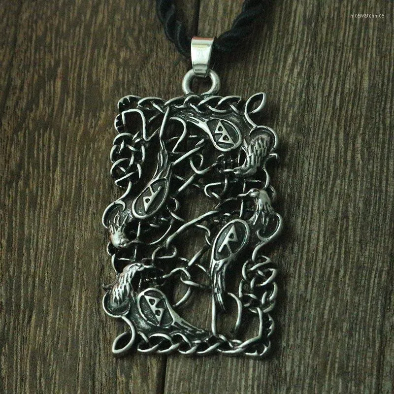 Naszyjniki wisiorek Lanseis 1pcs Viking Symbol Pendnat Raven Celt Black Bird Naszyjnik