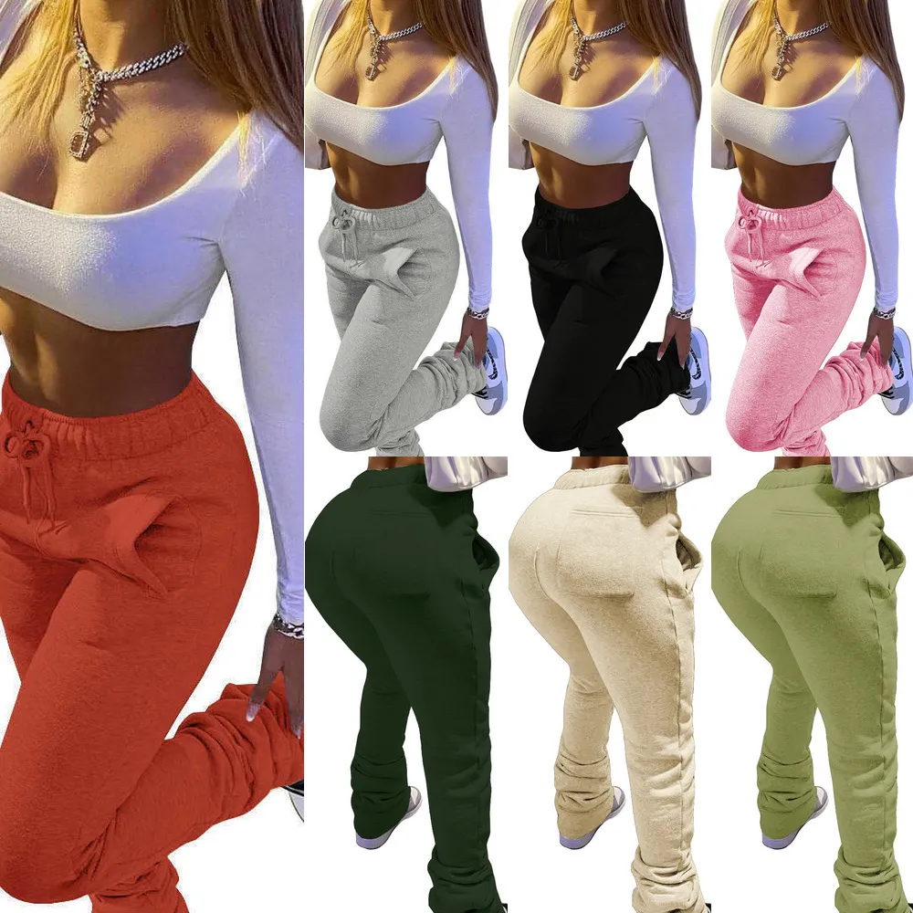 Sexy Fleece Drawstring Sweatpants For Women High Waist Cargo