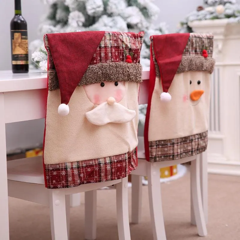 Chair Covers Christmas Kitchen Table Embroidered Holiday Home Decoration Set Stool Decor Year Party Supplies