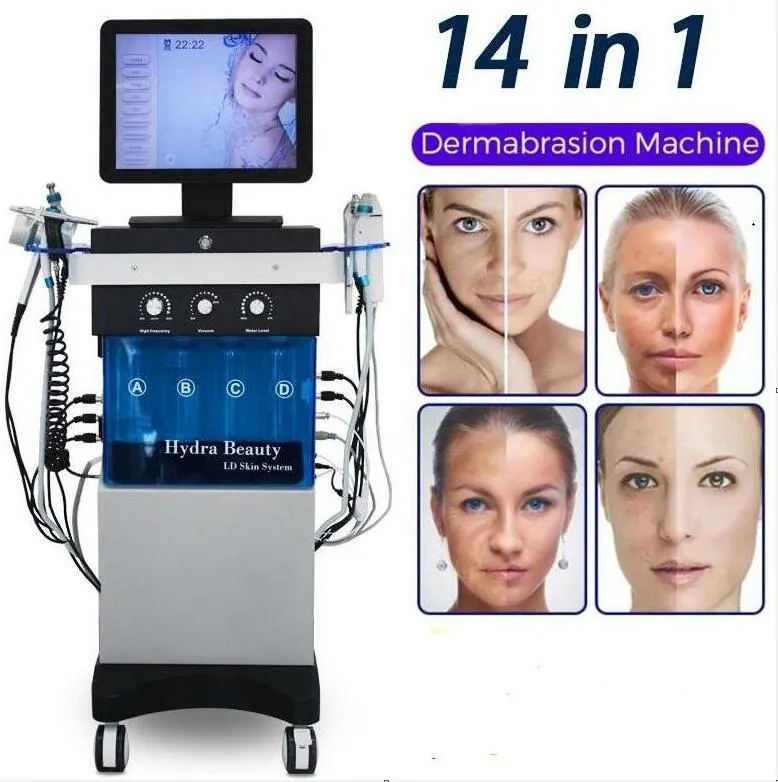 Powerful Hydro Facial Machine Dermabrasion peelig Skin Cleansing Face Treatment Ultrasound RF Microdermabrasion Oxygen Gun acne wrinkles removal