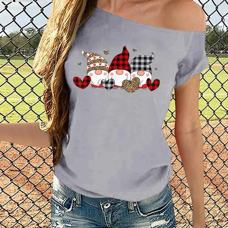 T-shirts pour femmes cols roulés pour femmes Pack à manches longues mode féminine Saint Valentin Gnome amour imprimer été hauts courts femmes