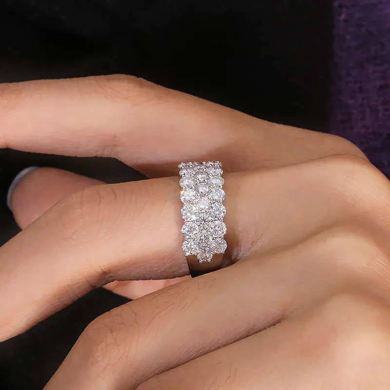 Fine Jewelry AEAW Luxury 2.8ctw DF 컬러 VV Moissanite 약혼 밴드를위한 Solid White Gold Plated S925 Ring 또는 S925 Silver