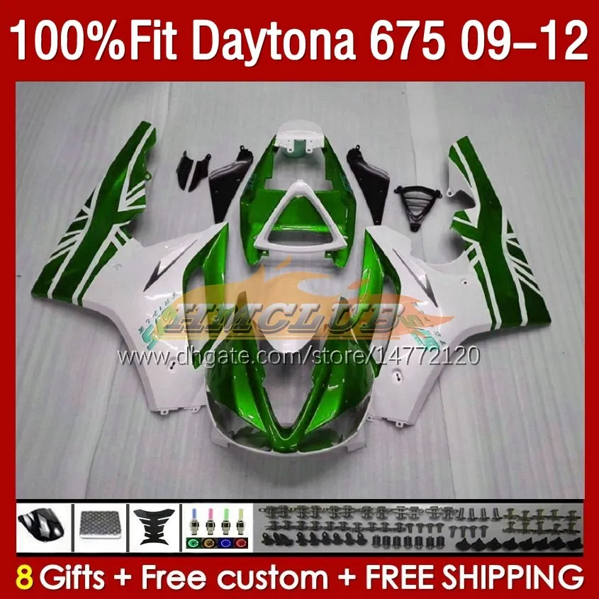 OEM Pełne owiewki dla Daytona 675 675R 2009 2012 2012 Body 150NO.83 Daytona675 2009-2012 Bodywork Daytona 675 R 09 10 11 12 Wtrysku Felm Green Metal BLK BLK BLK