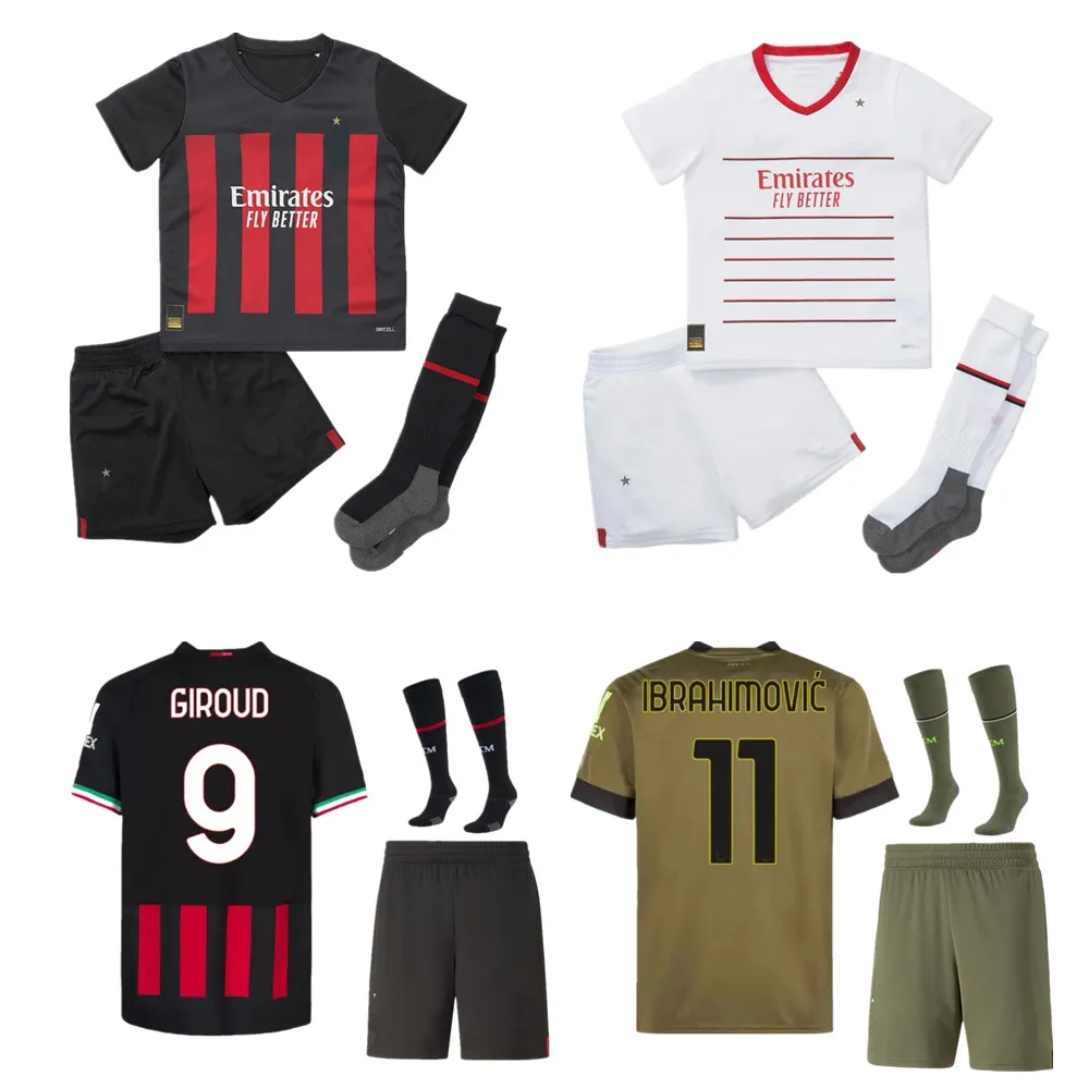 Kinder 2022 2023 Fu ball Kits Trainingsanz Ge Giroud Ibrahimovic Kessie 