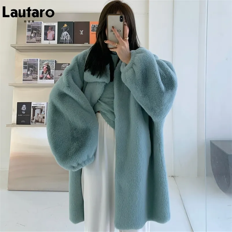 Women's Fur Faux Lautaro Winter Long Oversized Warm Soft Fluffy Coat Women Drop Shoulder Sleeve Casual Loose Korean Fashion 220912