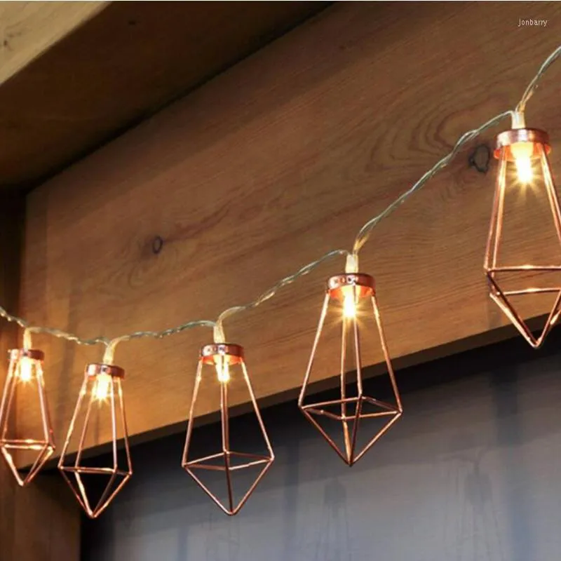 Strings 2/3 meter Metalen lantaarns Lamp Rose Gold String slinger batterij aangedreven achtertuin draad voor kerstbuitendecoratie