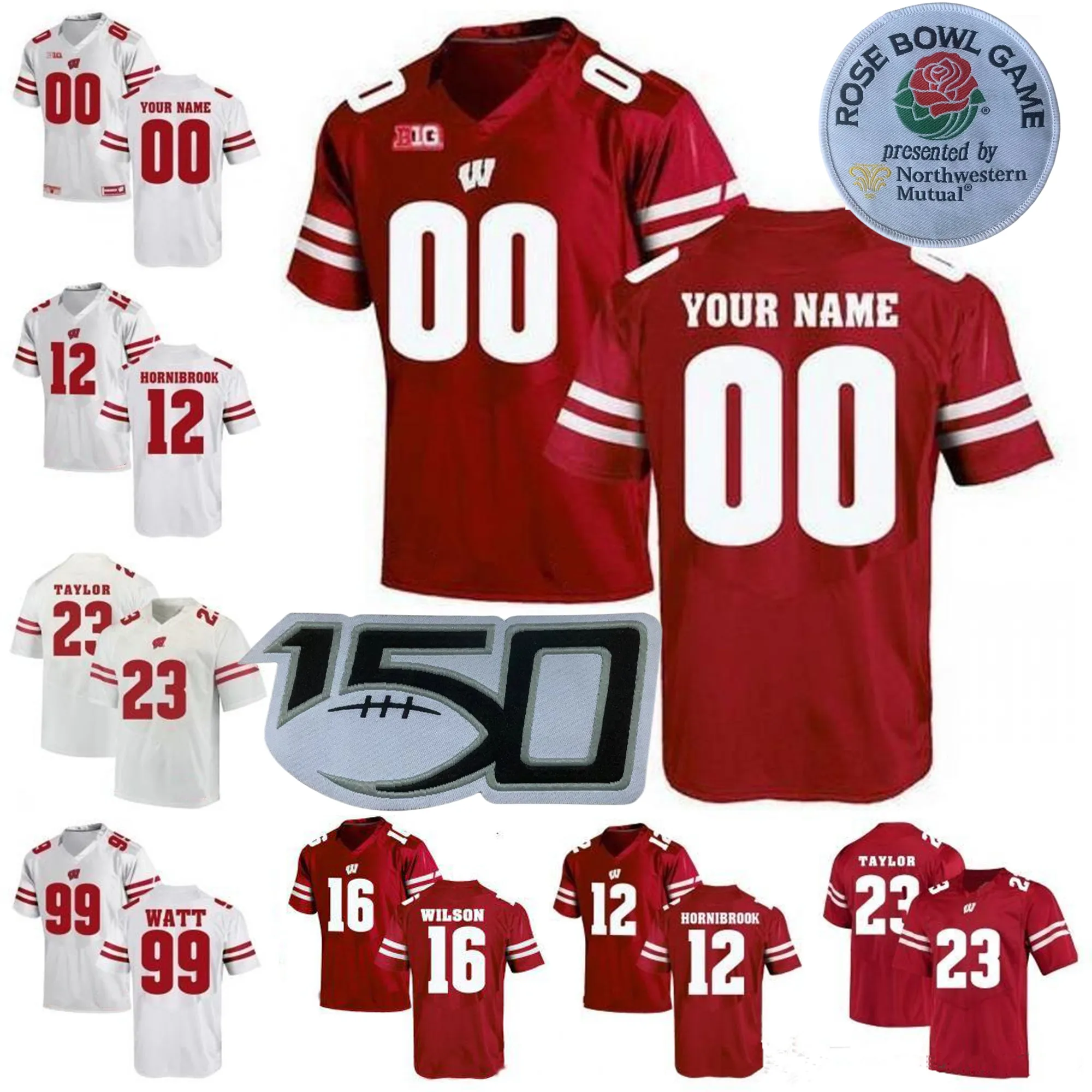 Custom NCAA College Wisconsin Badgers Football Jersey 23 Jonathan Taylor 56 Zack Baun 99 JJ Watt 25 Melvin Gordon 87 Quintez Cephus Сшитые Мужчины Женщины Молодежь Дети Мальчики