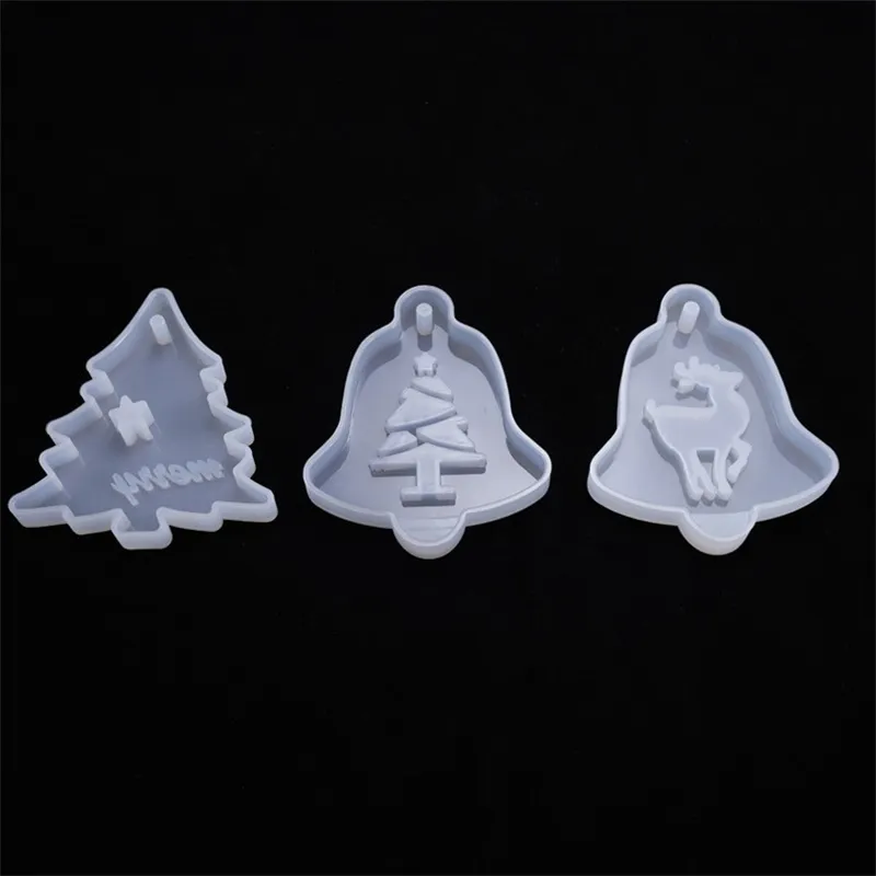 Autres arts et métiers Arbre de Noël Cloche Elk Pendentif Moulage Silicone Moule Cristal Époxy Résine Moule DIY Artisanat Aromathérapie Cire Aroma Gypse Plâtre 20220912 E3