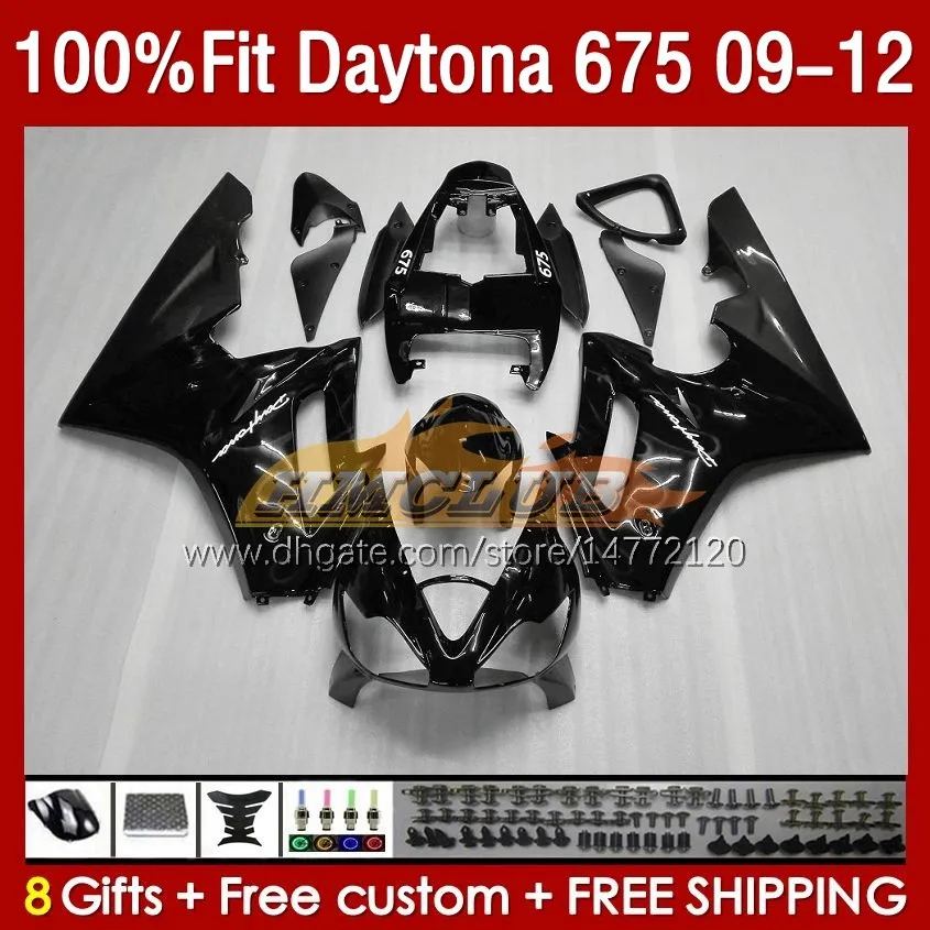 OEM Full Fairings For Daytona 675 675R 2009 2010 2011 2012 Body 150No.69 Daytona675 2009-2012 Bodywork Daytona 675 R 09 10 11 12 Injection mold Fairing grey flames blk