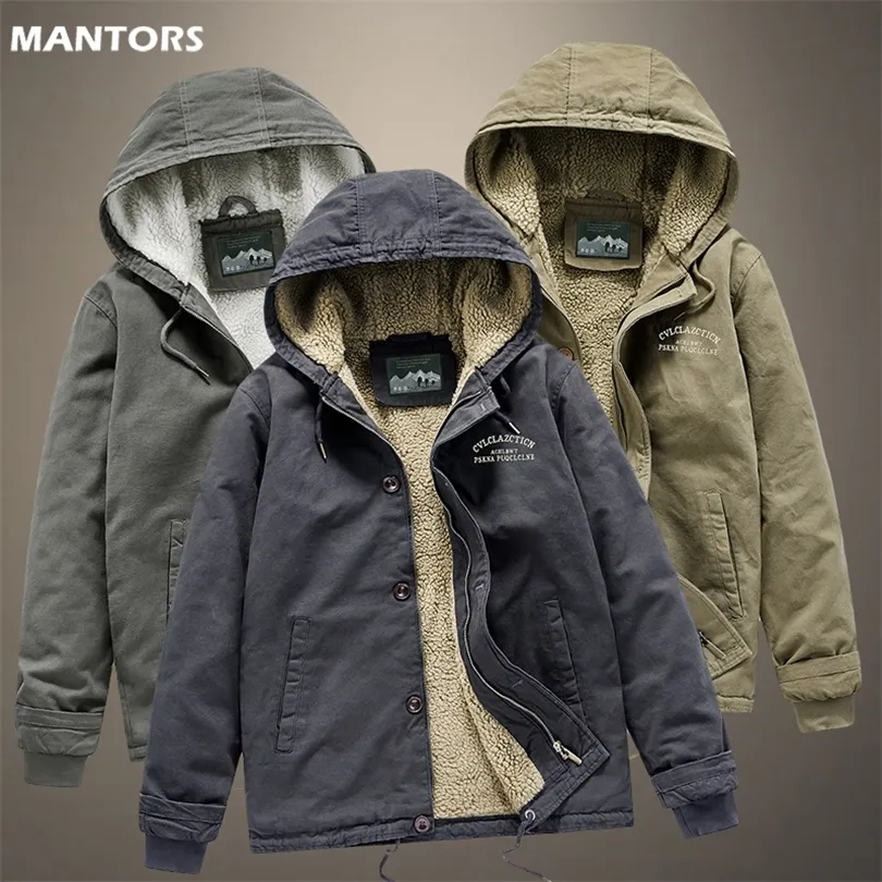 Herren Daunenparkas Herren Winterjacke Parkas Mantel Baumwolle Kapuzenjacke Männer verdicken warme lässige Oberbekleidung Fleece Mantel Kleidung männlich 4XL 220912