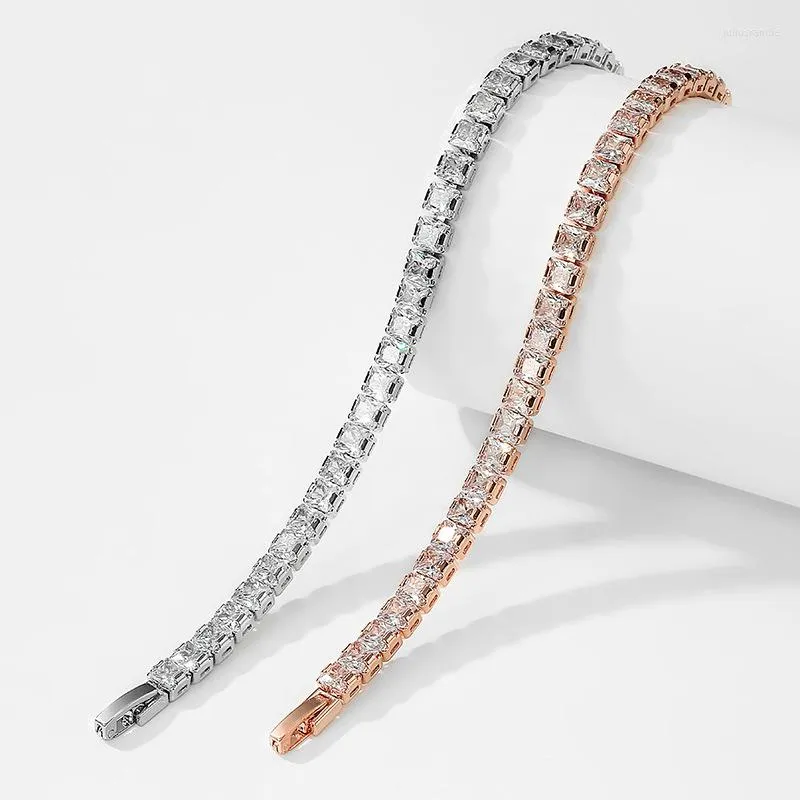 Bracelets de liaison 4,0 mm 5,0 mm D Color Pass Diamond grc GRC Round Coup Gold plaqué 925 Bracelet de tennis Moisanite en argent pour femmes