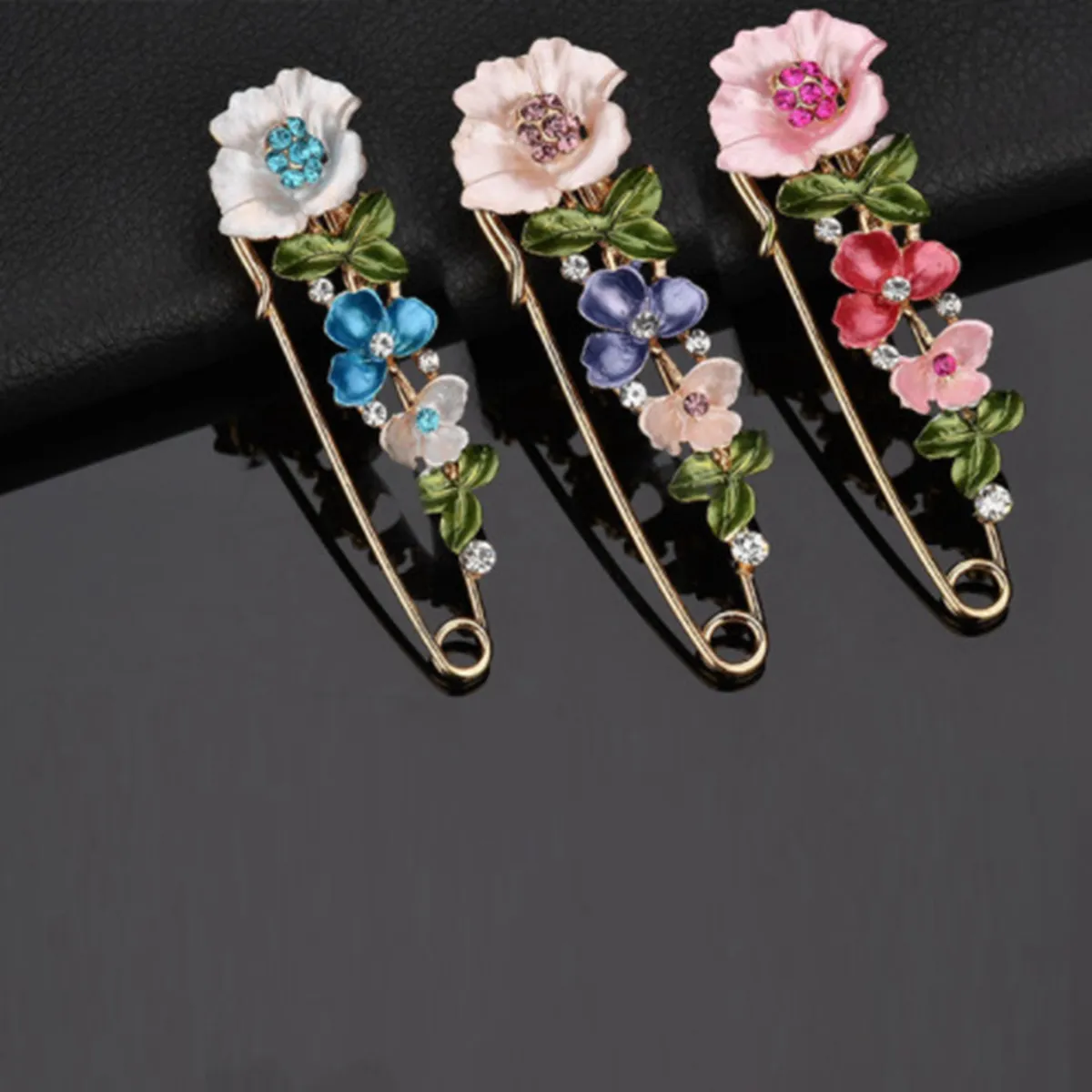 9pcs vintage çiçek emaye broş zarif pin rhinestone takı kadınlar hırka atkı elbise kıyafetleri aksesuarları