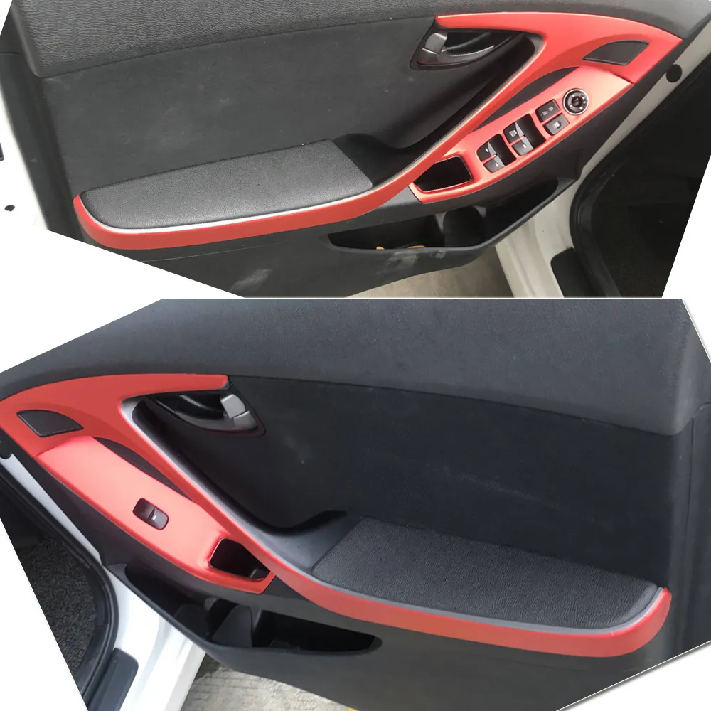 Para hyundai elantra md 2012-2016 interior painel de controle central maçaneta da porta adesivos de fibra de carbono decalques estilo do carro accessorie207t