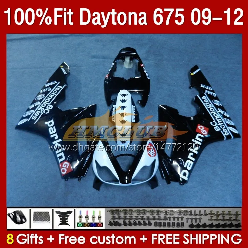 Carénages OEM pour Daytona 675 675R 2009-2012 09 12 Carrosserie 150No.102 Daytona675 2009 2010 2011 2012 Corps Daytona 675 R 09 10 11 12 Carénage moulé par injection noir brillant