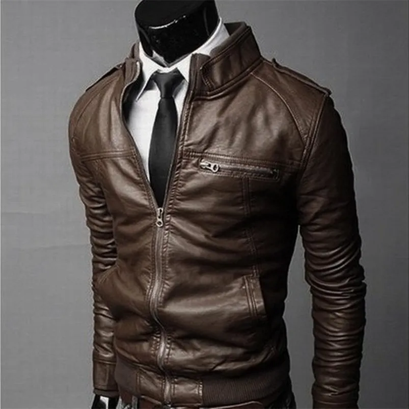 Skórzana skórzana faux mrmt marka motocyklowa Slim Men Zewnętrzna odzież dla mężczyzny męskiej S 220912