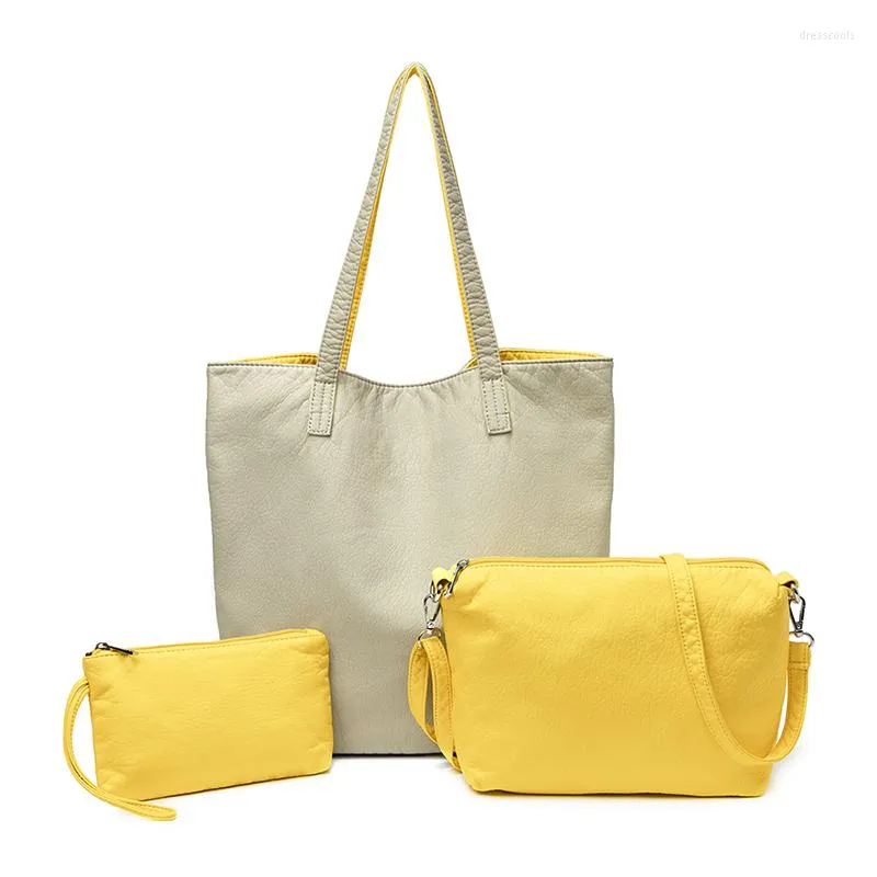 Evening Bags Luxury Designer Women Split Leather Handbags High Quality 3 Pieces Set Shoulder Bag Fashion Tote Crossbody