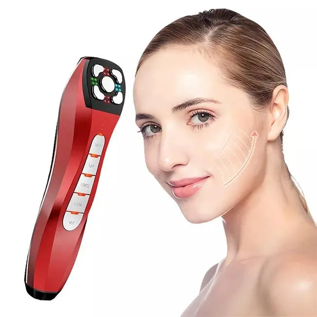 Factory Wholesale Facial Skin Care RF VR LED UP RH EMS Face 5 in 1 Ems Portable Massager