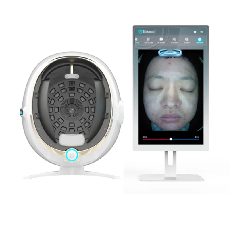 ماكينة التخسيس المحترفة ثلاثية الأبعاد اختبار الوجه الماسح الضوئي الماسح الضوئي الذكي تحليل الوجه التكنولوجيا على الإنترنت الدعم السحر مرآة محلل الجلد