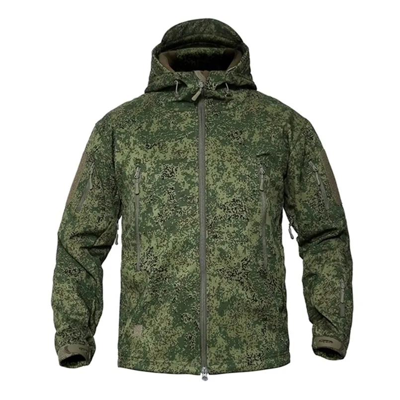 メンズジャケットMege Military Camouflage Fleece Tactical Jacket Men Waterproof SoftShell Windbreaker Winter Army Hooded Coat Hunt Clothes220912