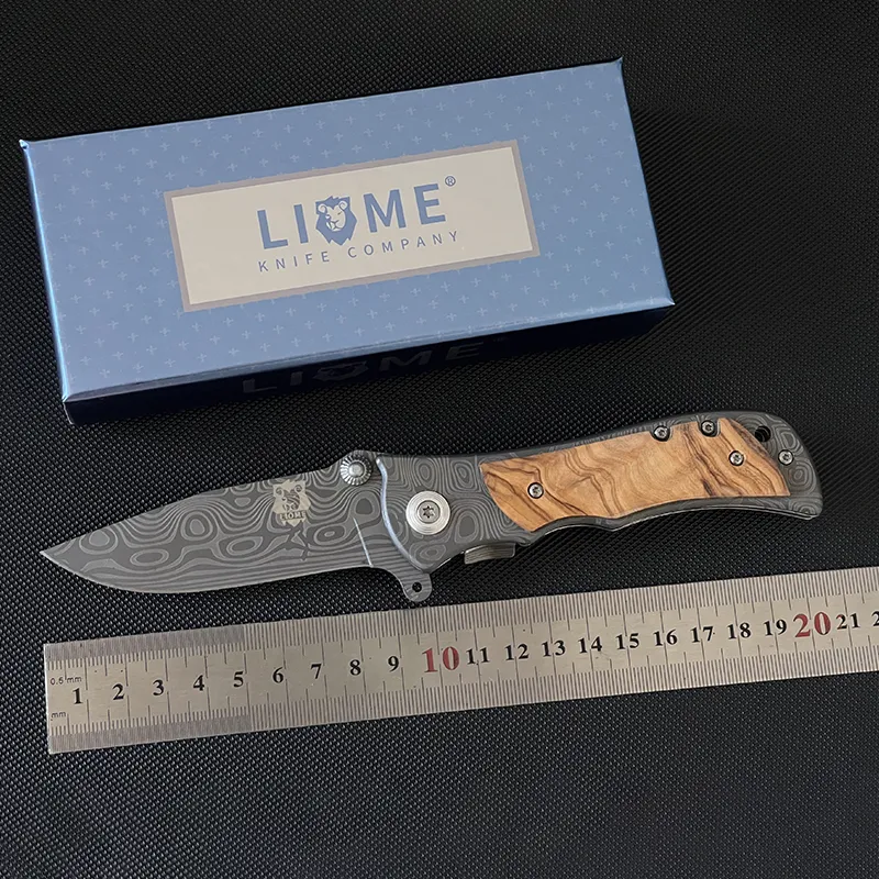 Damascus Liome 339 Tactical Folding Knife Outdoor Camping Hunting Knives Defense Pocket Portable EDC Tool