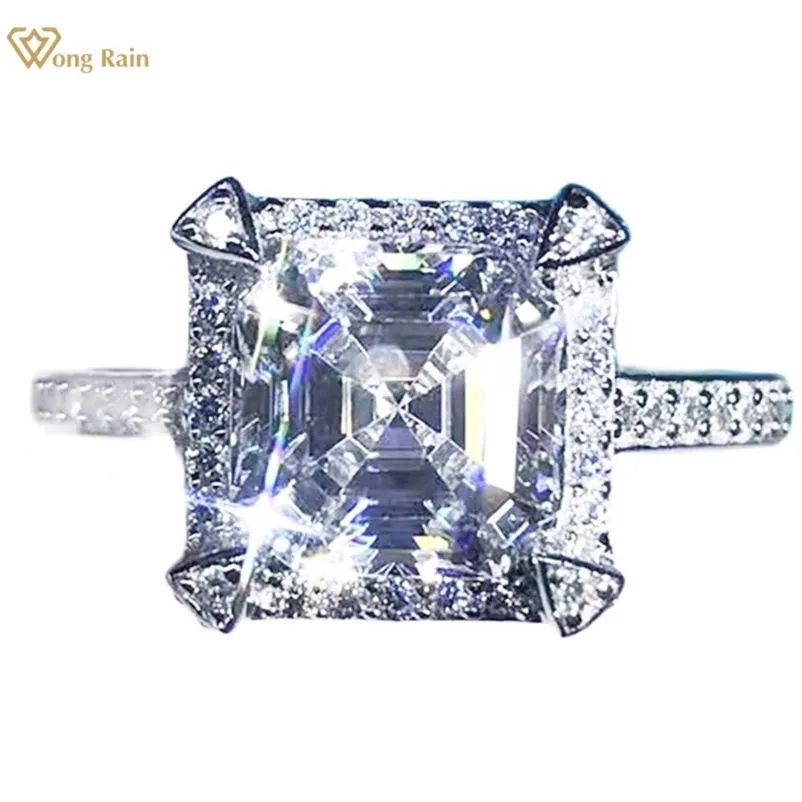 Wedding Rings Wong Rain 925 Sterling Silver Asscher Cut 2 CT D Created Diamonds Engagement Couple Customized Fine Jewelry 220912