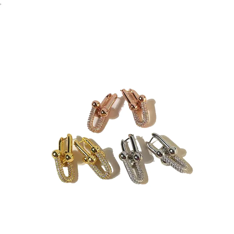 Luxus-Mode-Ohrring Dangle HardWear Link-Ohrringe Designer für Frauen Diamant Gold Rose Silber Edelstahl Schmuck Frau Party Hochzeit Liebhaber Geschenk Verlobung